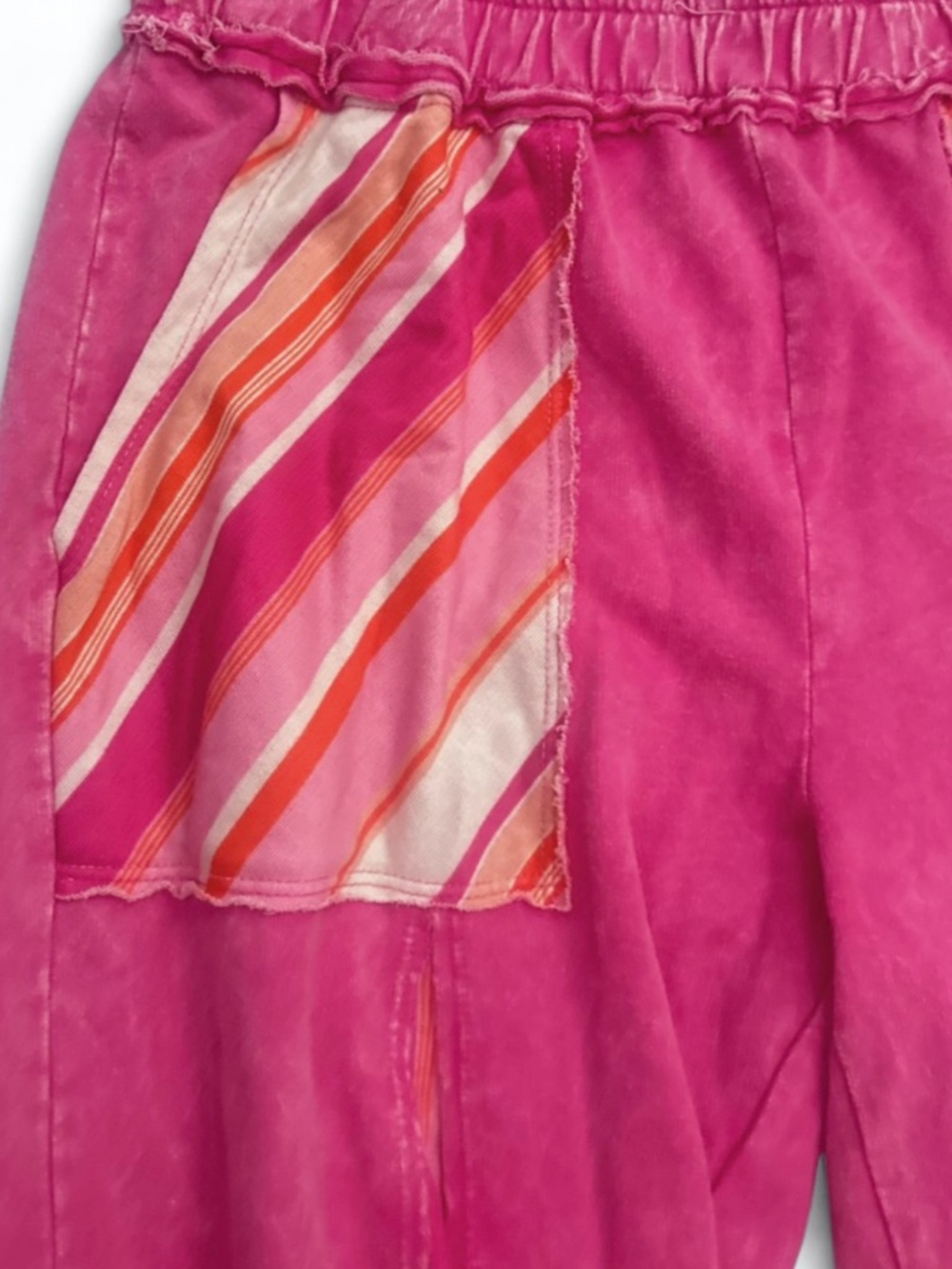 J.her pink mineral washed wide leg striped pants & oversized star patch top - Picture 4 of 9